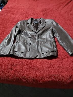 ANDREA VICCARO Brown Notch-Lapel Leather Jacket